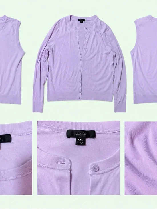 J. Crew Lilac Twin Sweater Set - XL Tank XXL Cardigan - Business Casual Chic