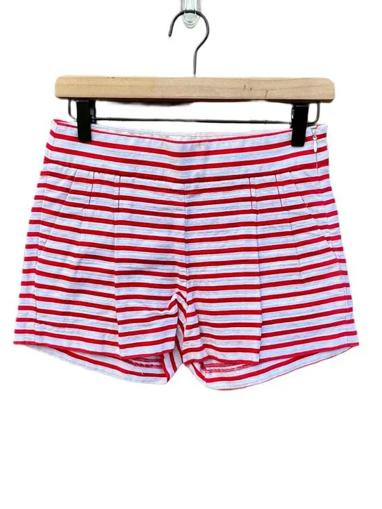 J.Crew Shorts Sz 00 Red White Stripe Pockets Linen Blend Nautical Prep