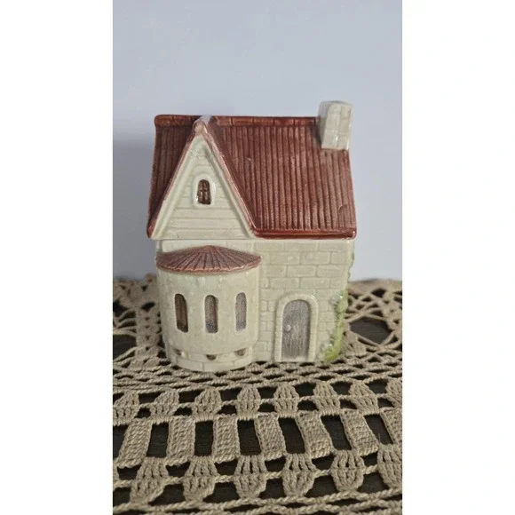 Otagiri 1980 Hand Painted Ceramic Cottage House Figurine Japan Decor Sugar Tea