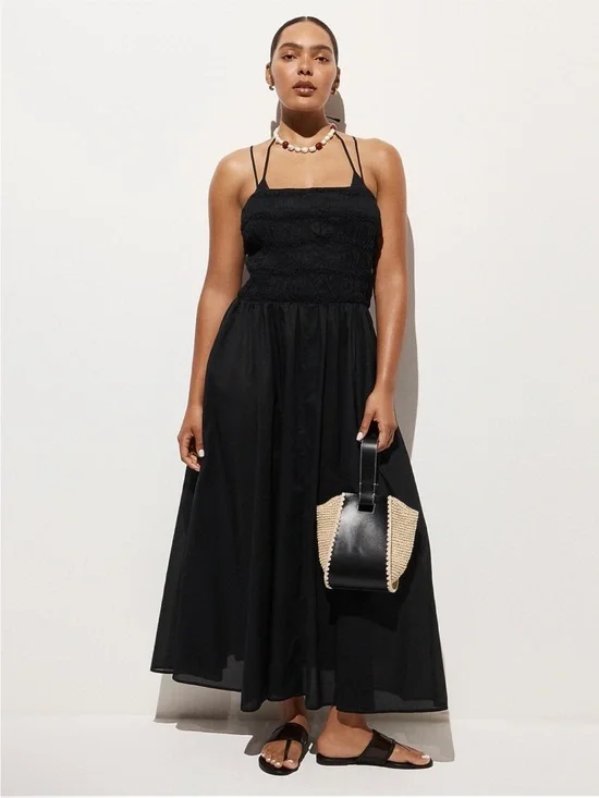 J. Crew Wave maxi dress in cotton voile in Black Size XXS NWT