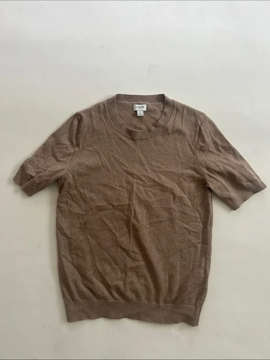J. Crew Woman’s Brown Short-Sleeve Crewneck Sweater 100% cotton