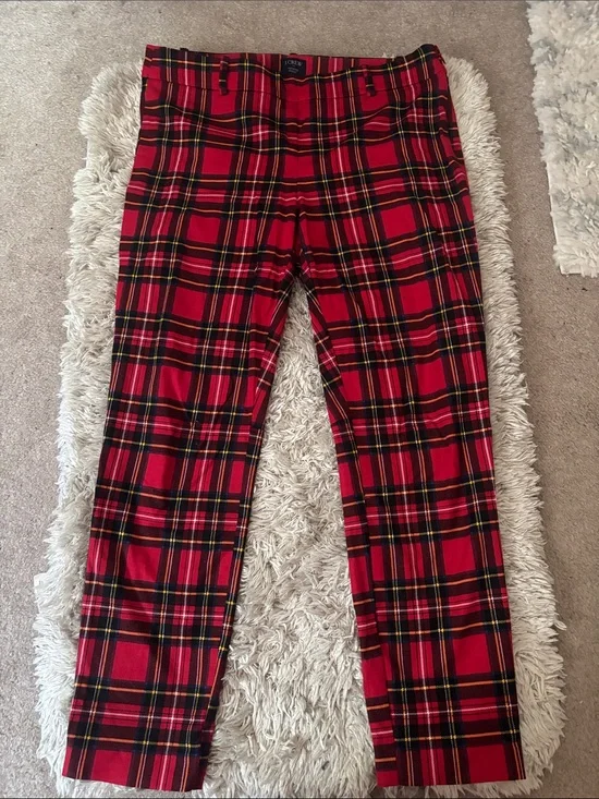 J. Crew factory Winnie pant Red and Black Plaid size 8