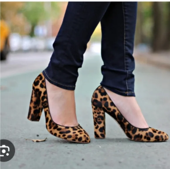 J. Crew Calf Hair Pumps Leopard Animal Print Size 7.5