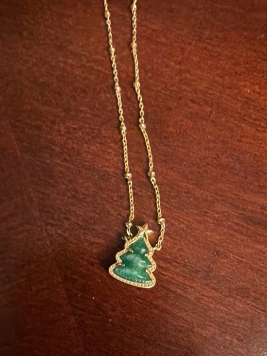 Kendra Scott Gold-Tone Necklace with Green Christmas Tree Pendant