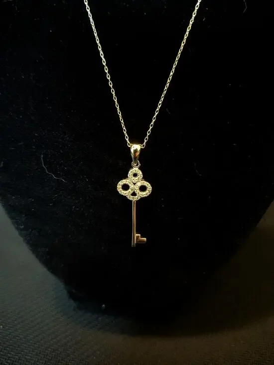 Bella Luce® Skeleton Key Pendant with Chain Rhodium Over Sterling Silver JTV