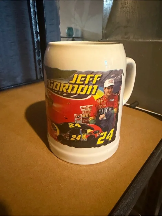 Nascar Jeff Gordon White Red Yellow Ceramic Mug