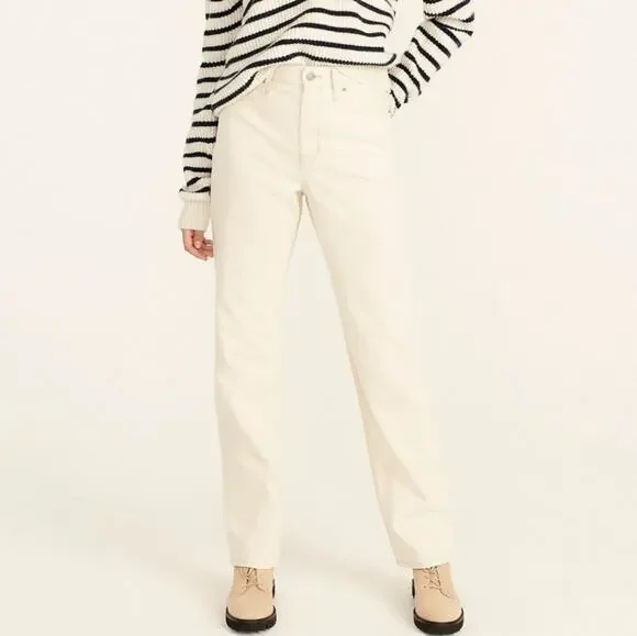 J. Crew Slouchy Boyfriend High Waisted Jean Ecru White Rigid Denim NWT 28