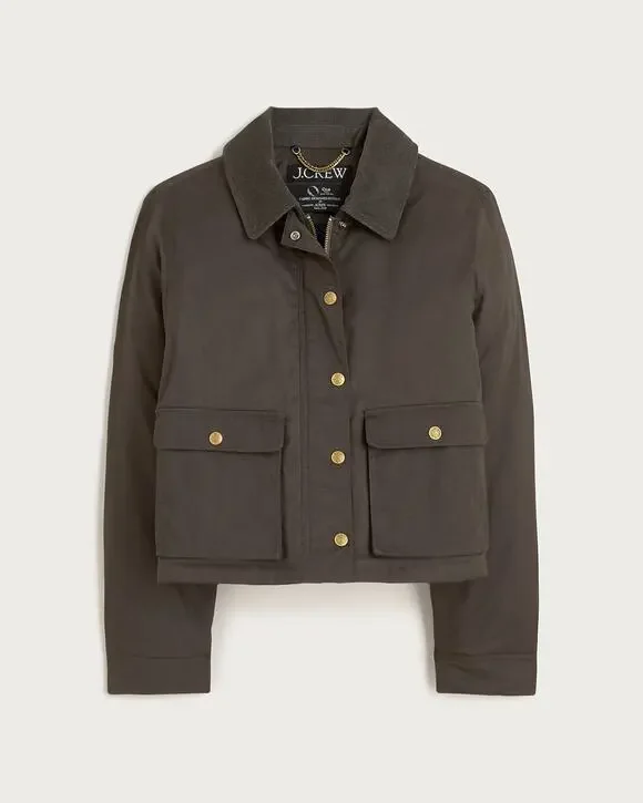 J Crew Cropped Barn Jacket in Ripstop Cotton New Size XXS Mossy‎ Brown CN056 Ora