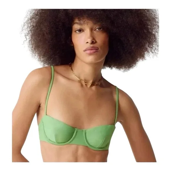 J.‎ Crew Balconette Underwire Bikini Top Size 32C Rustic Willow Green BX612 New