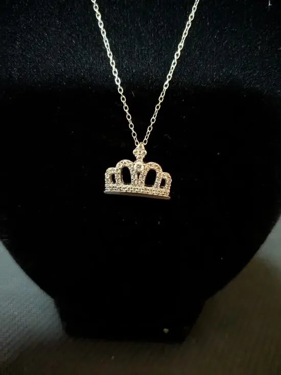 Rhodium Plated Sterling Silver Bella Luce® Crown Pendant w/ Multi-Length Chain