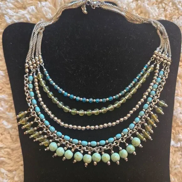 NWOT 5 strand Mixed Bead Necklace Turquoise