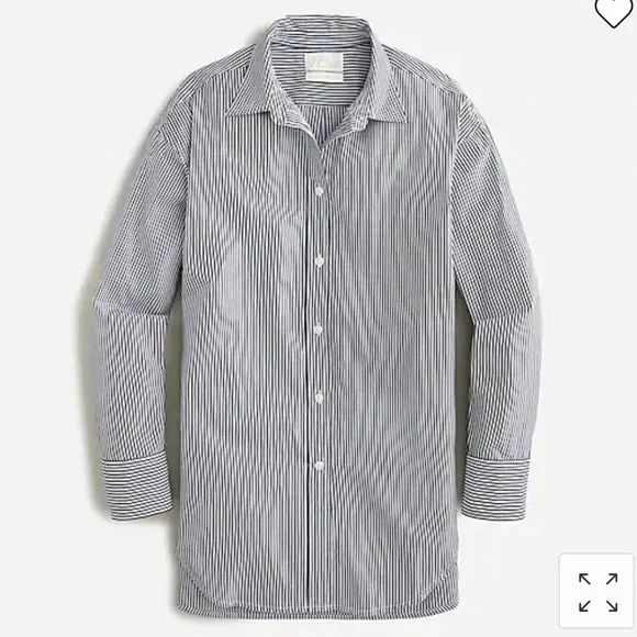 J Crew Petite relaxed-fit crisp cotton poplin shirt in navy stripe item AW721