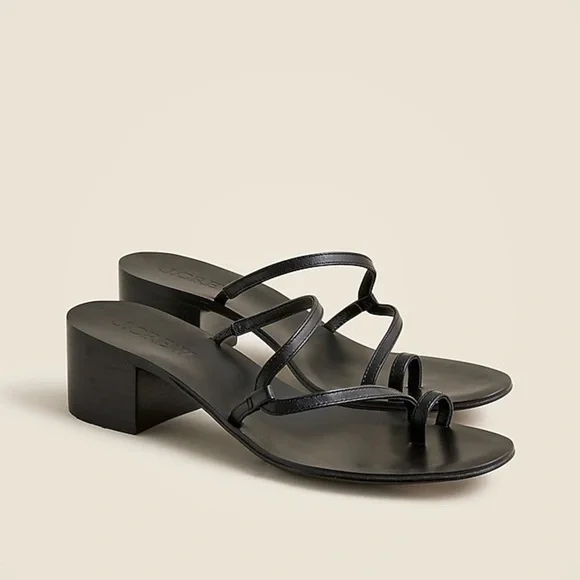 J Crew Toe-ring block-heel sandals in leathe CJ829