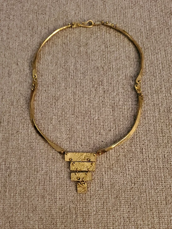 Anne Dick 16 Inch Hammered Gold Necklace