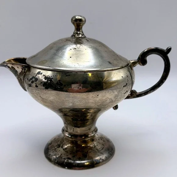 Vtg Silver Plated Teapot Towle William Adams Moody Aged Patina Vermial Gold Wash