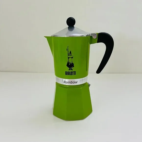 BIALETTI Rainbow Green Aluminum Moka Pot 3 Cup Italian Stovetop Expresso Maker