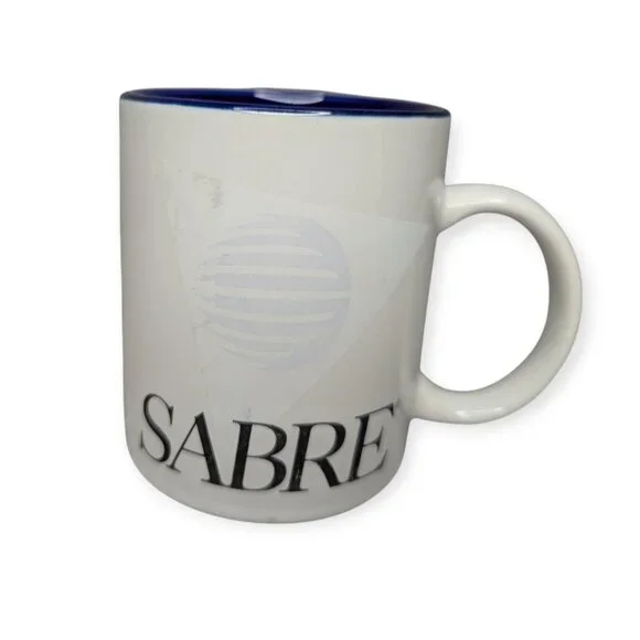 Vintage Sabre White & Blue Ceramic Mug