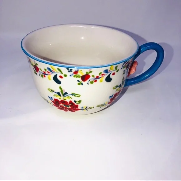 ANTHROPOLOGIE Cadiz Coffee Floral Tea Mug Cup