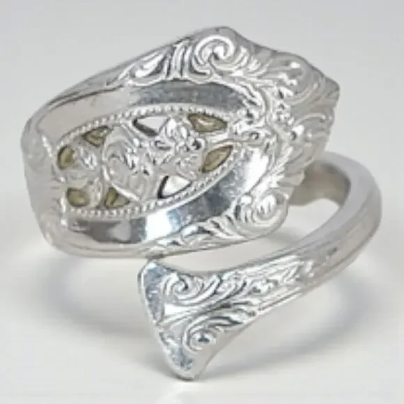 Wallace Silversmiths Sterling Silver Bypass Spoon Ring Vintage Size 5.5