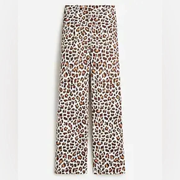J.Crew Collection pleated wide-leg pant in leopard trench canvas BP297
