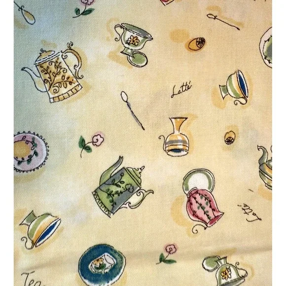VTG new Waverly Tea Coffee Latte Fabric 1.9 yards‎ Yellow Cotton 45