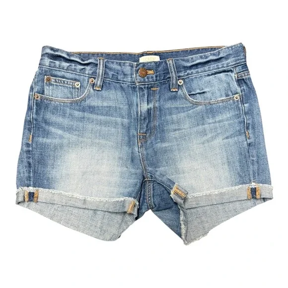 J.Crew Womens Denim Shorts Cuffed Medium Wash 100% Cotton Size 25