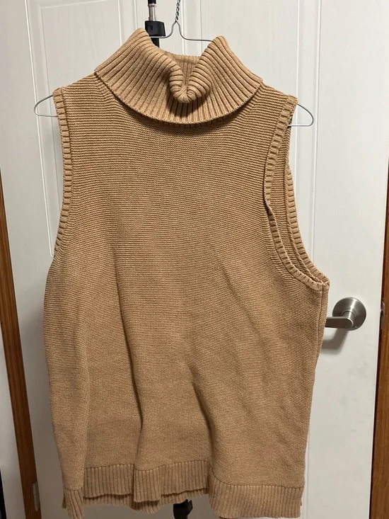 J. Crew Camel Sleeveless Turtleneck Sweater Vest
