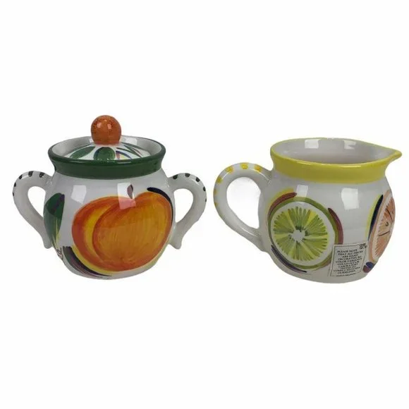 Sparta Group Handpainted Cream & Sugar Bowl‎ w/ Lid