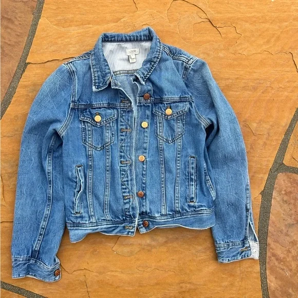 J. Crew Blue Denim Jacket with Gold Buttons ES