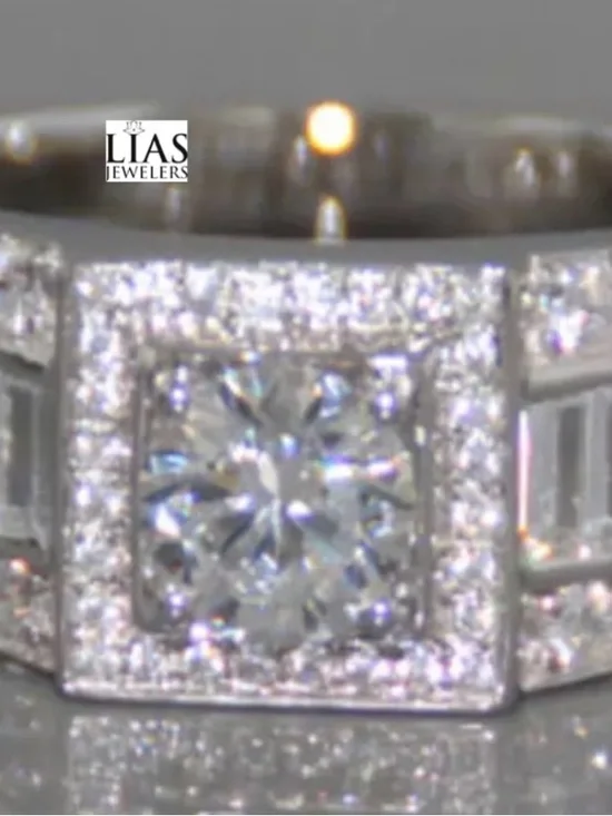 New 18k white gold men wedding ring men’s wedding band