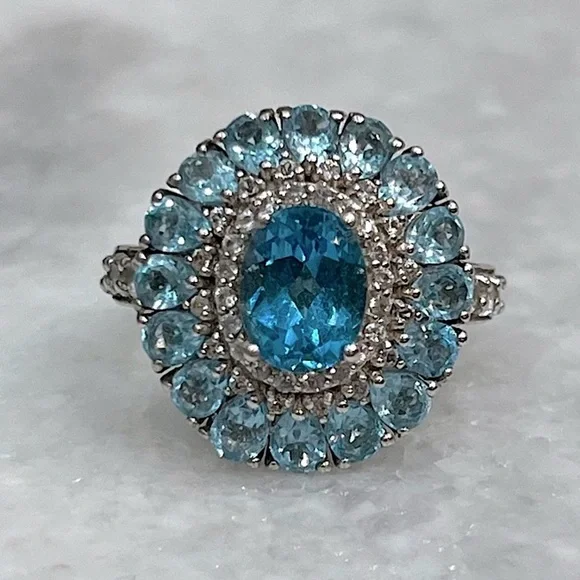 Marambaia Topaz and White Topaz Sterling Silver Cocktail Statement Ring Sz 8