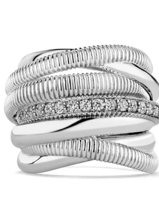Judith Ripka Couture NATURAL Diamond Crossover Bypass Ring  Size 8