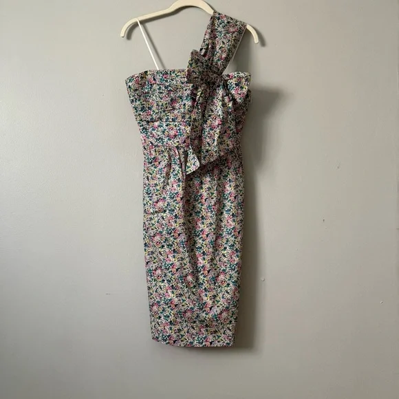 J.Crew X Liberty of London One Shoulder Bow Dress