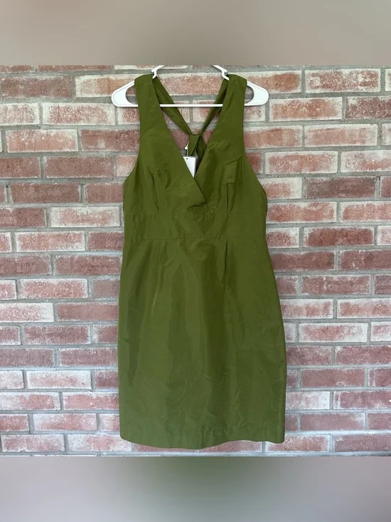 J. Crew NEW Dress Green 100% Silk Women’s 14 Wedding Semiformal Party Cocktail