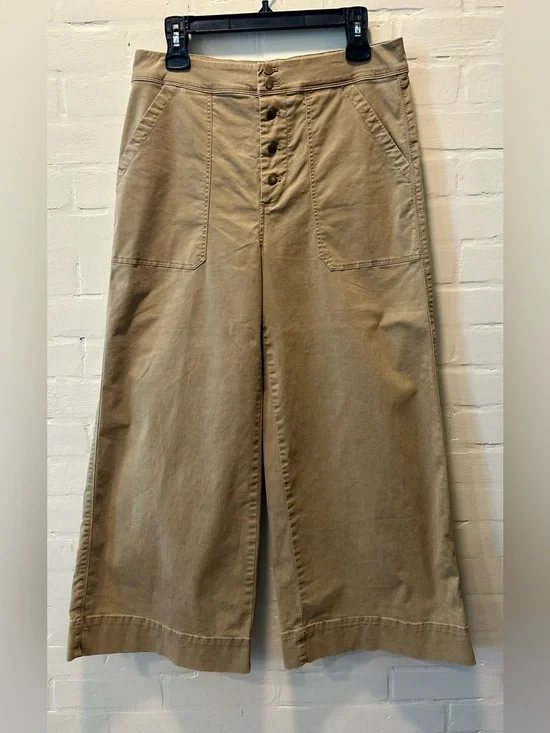 J. Crew Point Sur Wide-Leg Button-Fly Cropped Khaki Chinos Size 10