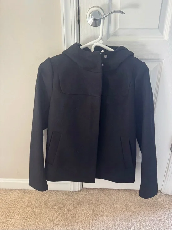 J. Crew Black Melton Wool Coat