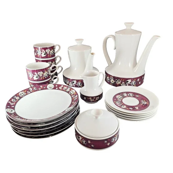 Winterling Tea Coffee Dessert Set 20 Pieces Red Floral Number 35