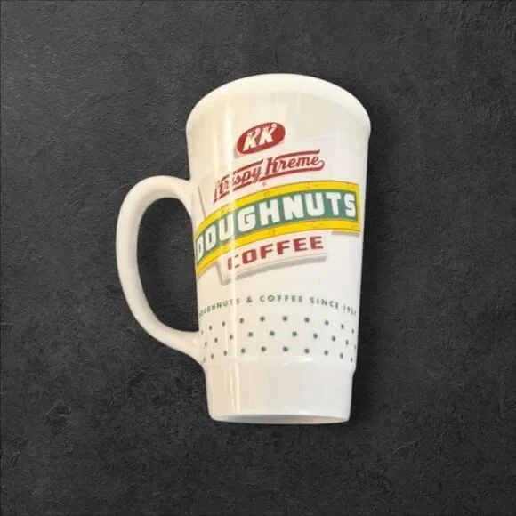 Krispy Kreme Tall Coffee Mug holds 18 Oz Heavy Duty Porcelain Ceramic