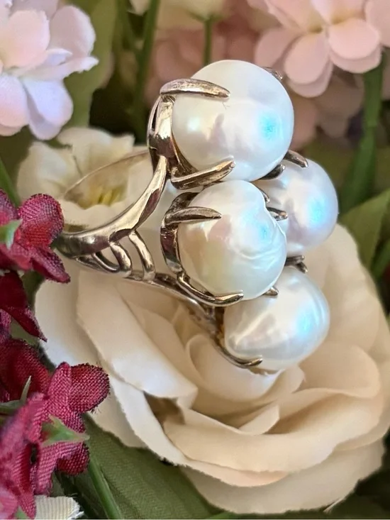 Silpada Sterling Silver and Pearl “Coastal” Ring R2940 Size 8 1/4