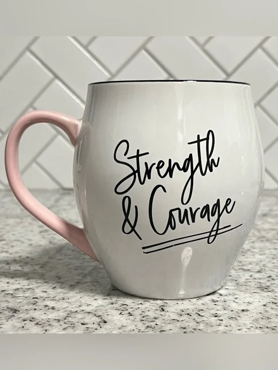 Lighthouse Christian Strength & Courage Joshua 1:9 Coffee Mug Pink Handle