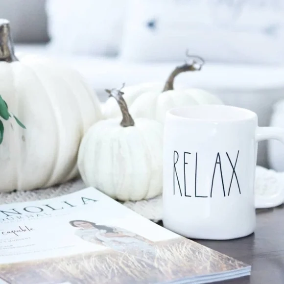 Rae Dunn Relax large letter coffee mug