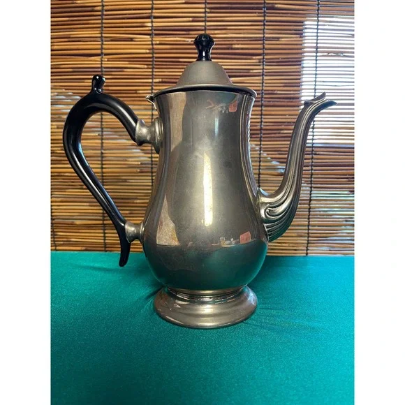 Vintage Silver Plated Coffee Pot Tea Server Black Handle Made in Indonesia