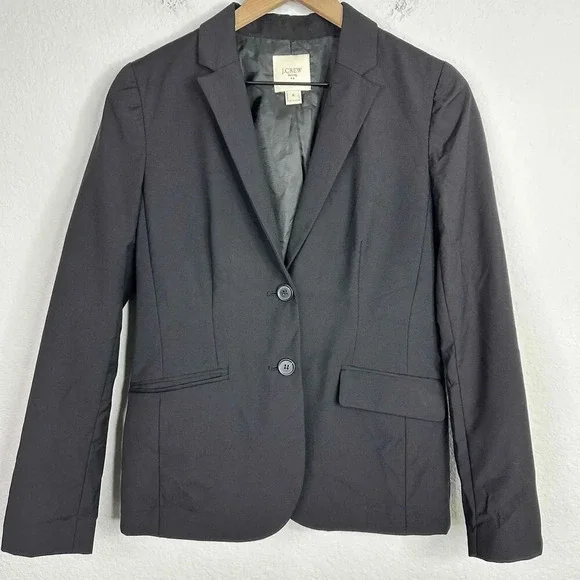 J.Crew Blazer Women's Size 4 Black Two Button Notched Lapel Career Office Jacket