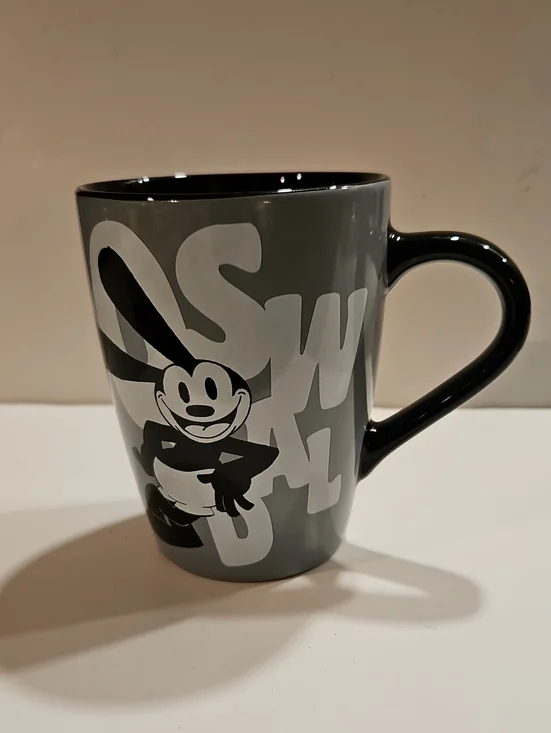 DISNEY STORE OSWALD CLASSIC COFFEE MUG THE LUCKY RABBIT ORIGINAL CUP BLACK&GRAY