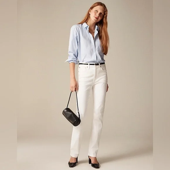 NWT J.Crew Petite slim-straight jean P 27 White Denim Preppy Casual Neutral