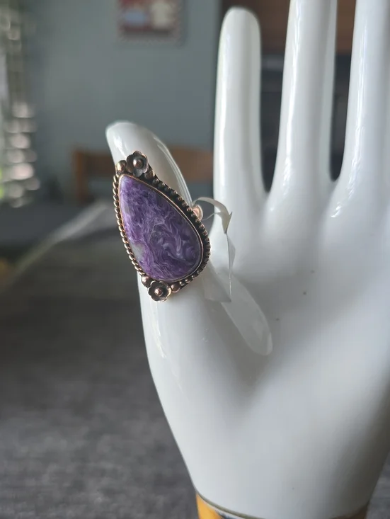 Copper~Charolite Teardrop Stone Ring~Adj.~NWT