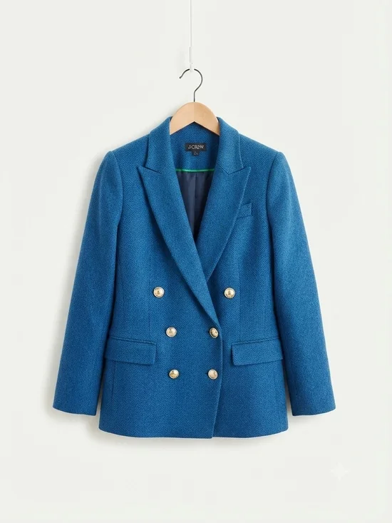 J. Crew Double-Breasted Teal Blazer with Gold Buttons Size 6
