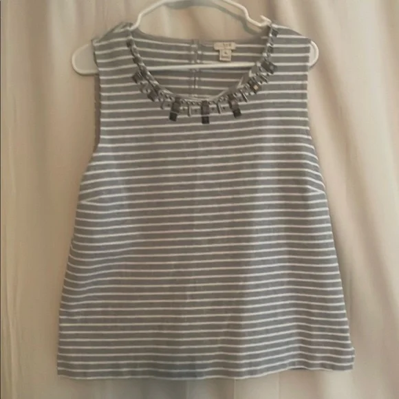 J. Crew Gray Boxy Embellished Tank Top