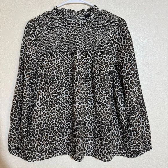 J.Crew Smocked Chest Button-Back Top Size Medium