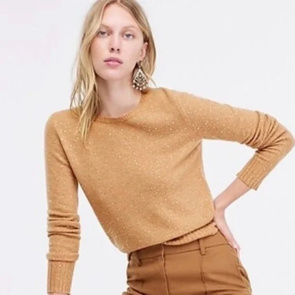 J.CREW Gemstone Super Soft Yarn Alpaca/Wool Sweater In Heather Acorn Size Medium